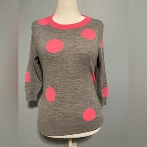 J. Crew Women's Tippi 100% Merino Wool Sweater Pink Gray Preppy Luxury Medium